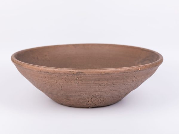 Maceta de barro rústico artesanal modelo cuenco llano de 38x12cm.